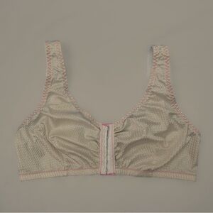 Vintage 90s white with neon pink stitching wide strap full coverage comfort br